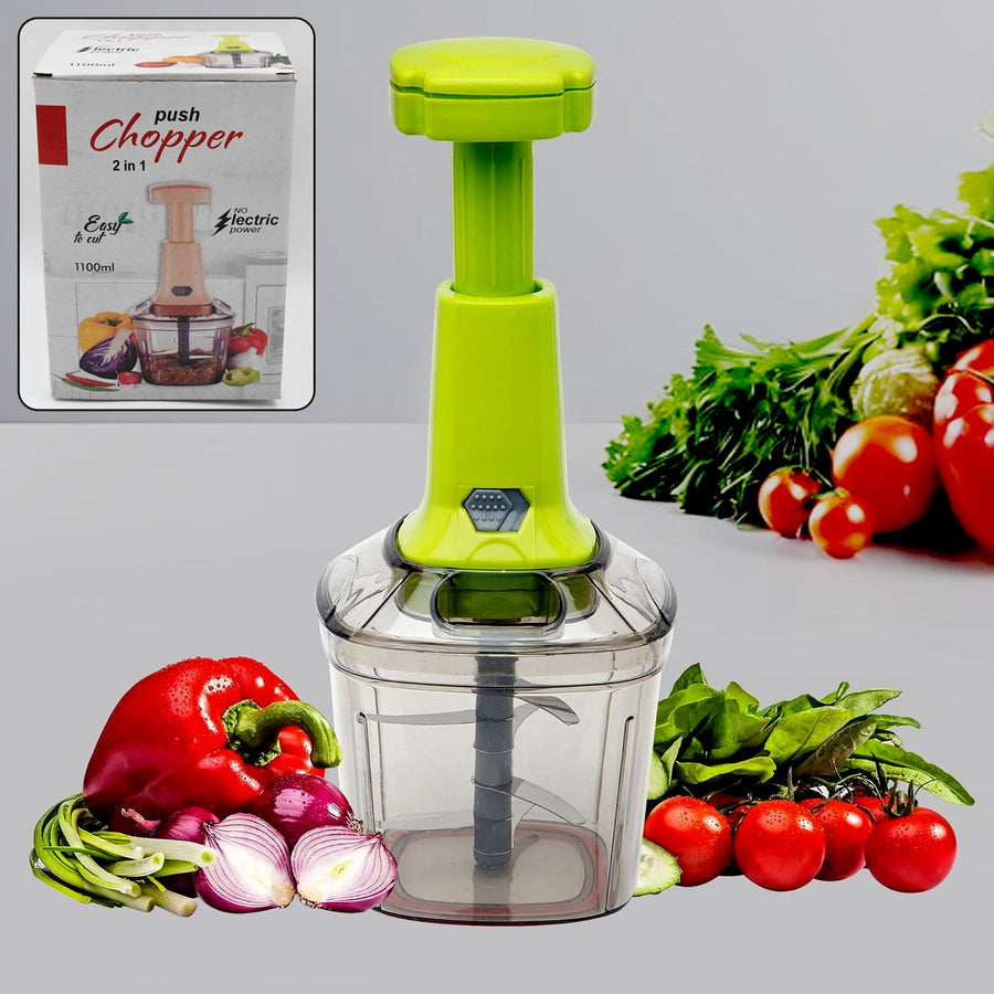 Manual Vegetable Chopper – 1100ML 2-in-1 Push Cutter | CookAura