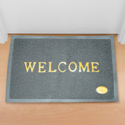 A stylish Welcome Door Mat in a neutral tone, designed for Indian home entrances.