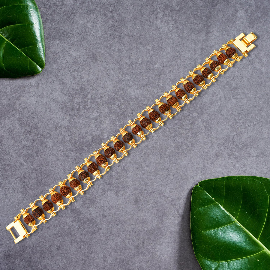 Rudraksha Bracelet – Golden Modern Design for Meditation | Bracelet Bar