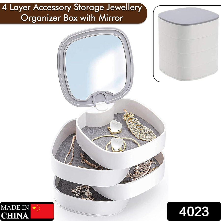 Rotating Jewellery Box – 4-Layer Multicolour Organizer |