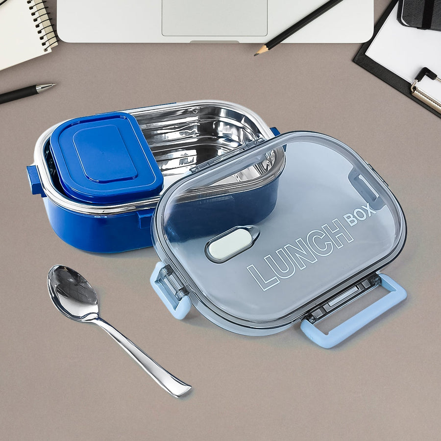 Steel Lunch Box – Airtight, Leak-Proof, Dual Compartment 1000ml