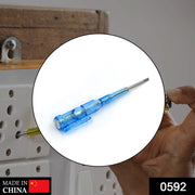 Versatile screwdriver with integrated metal voltage tester for electrical diagnostics.
