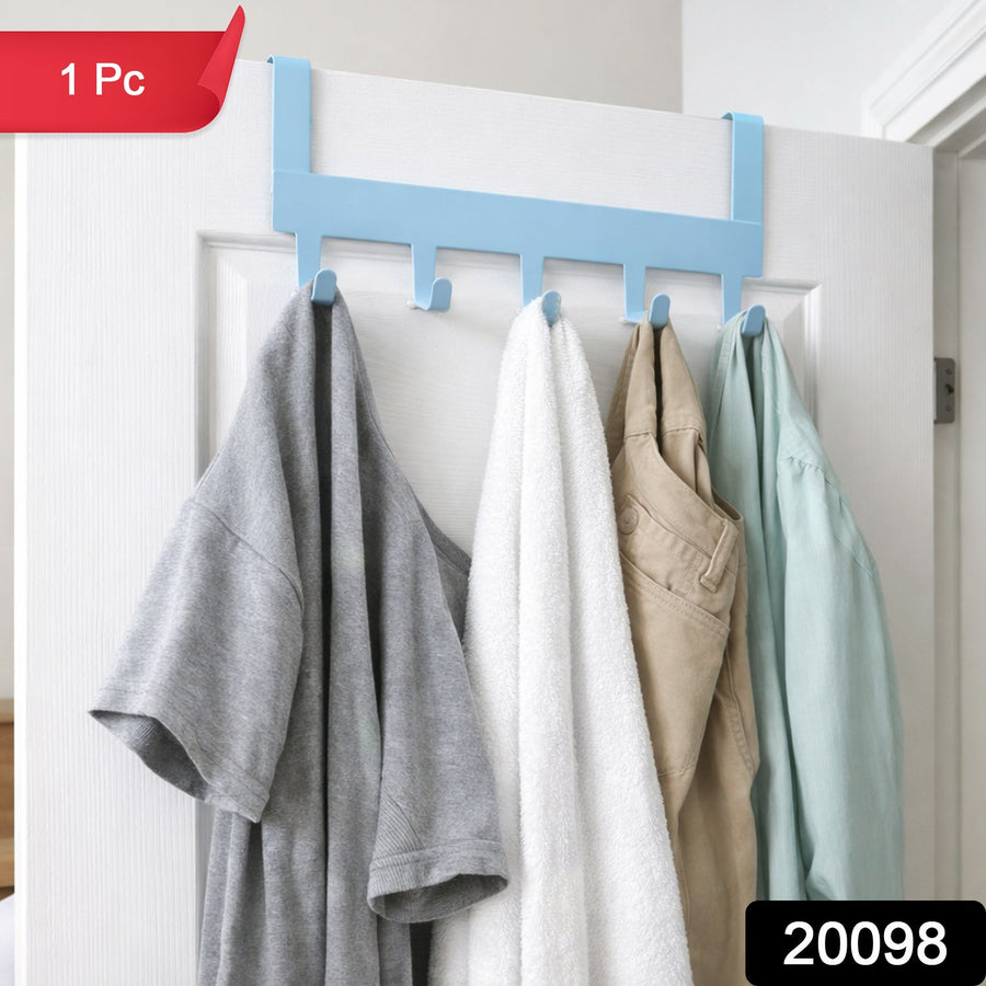 Metal 5 Hook Hanging Rack – Heavy Duty Over Door Hanger