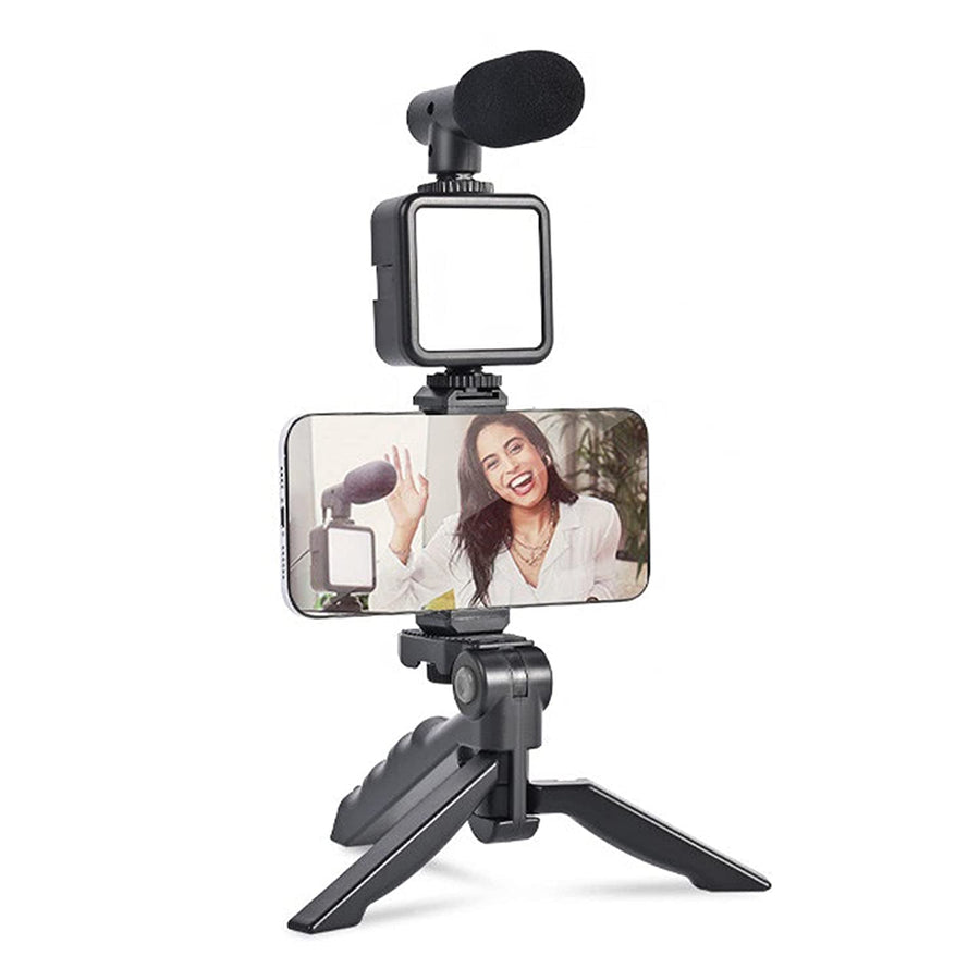 Vlogging Kit – Mini Tripod, Mic & LED Light for Video Making | Mobiléon