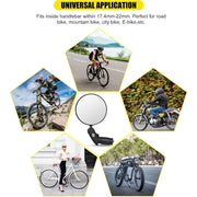 Side profile view of the RaceVault Bar End Bike Mirror mounted on a bike handlebar, highlighting its sleek design.