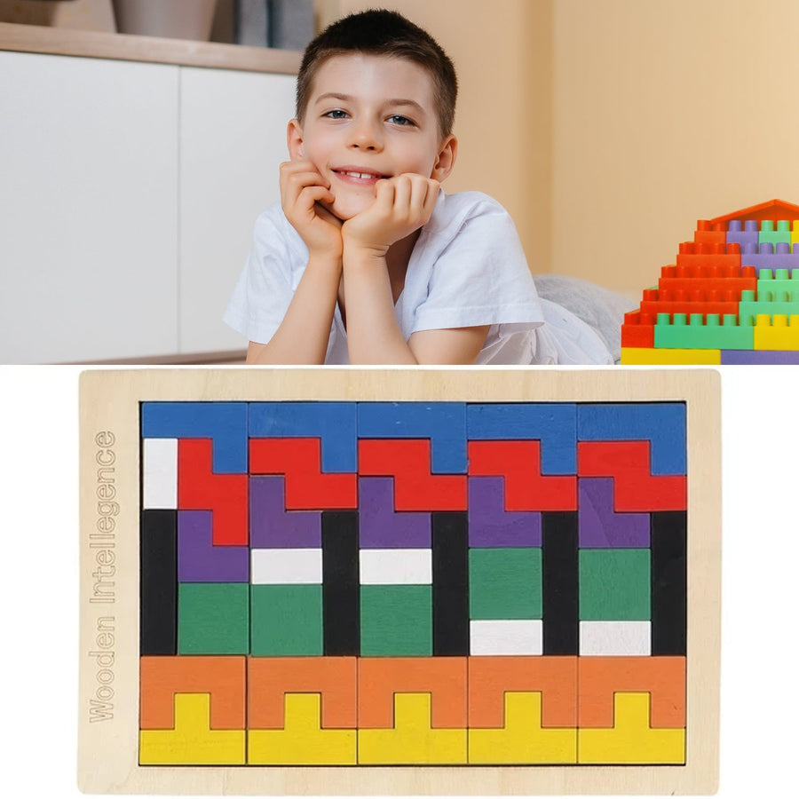Wooden Blocks Puzzle – Educational Brain Toy for Kids | Inventive Play