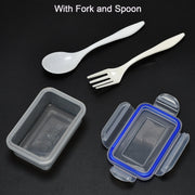 Compact airtight lunch box with its lid securely fastened, ready for transport.