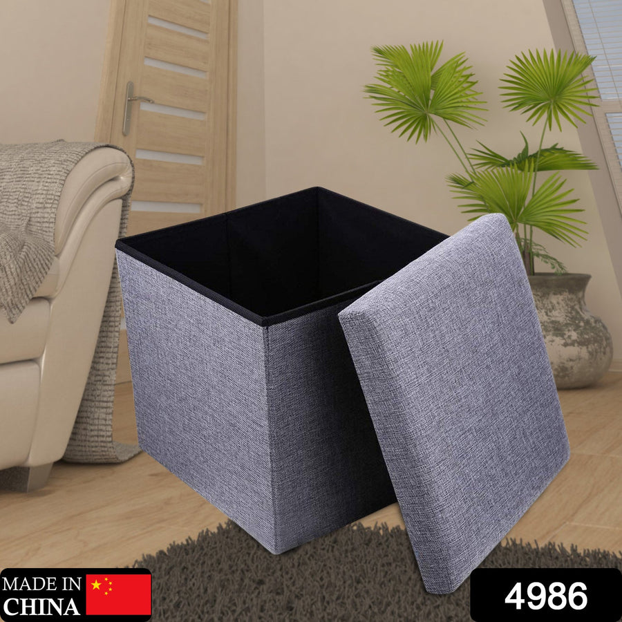 Storage Stool – Foldable Cube Ottoman with Cushion | Organivo