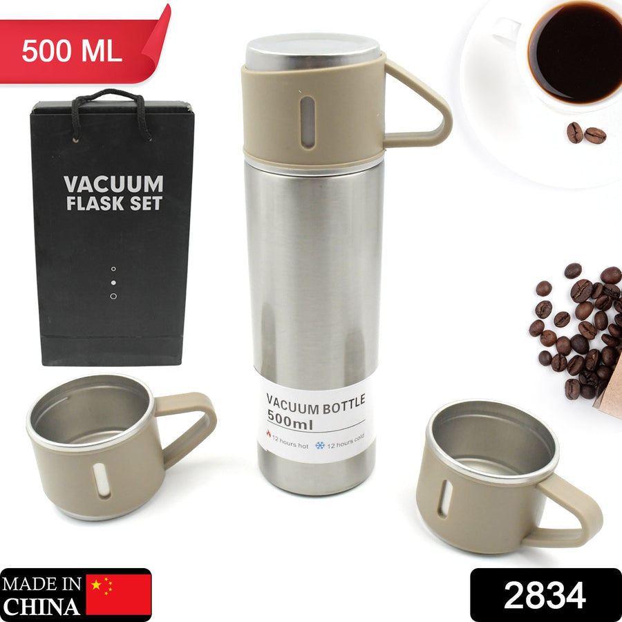 Stainless Steel Vacuum Flask Set – Keeps Drinks Hot & Cold 12h