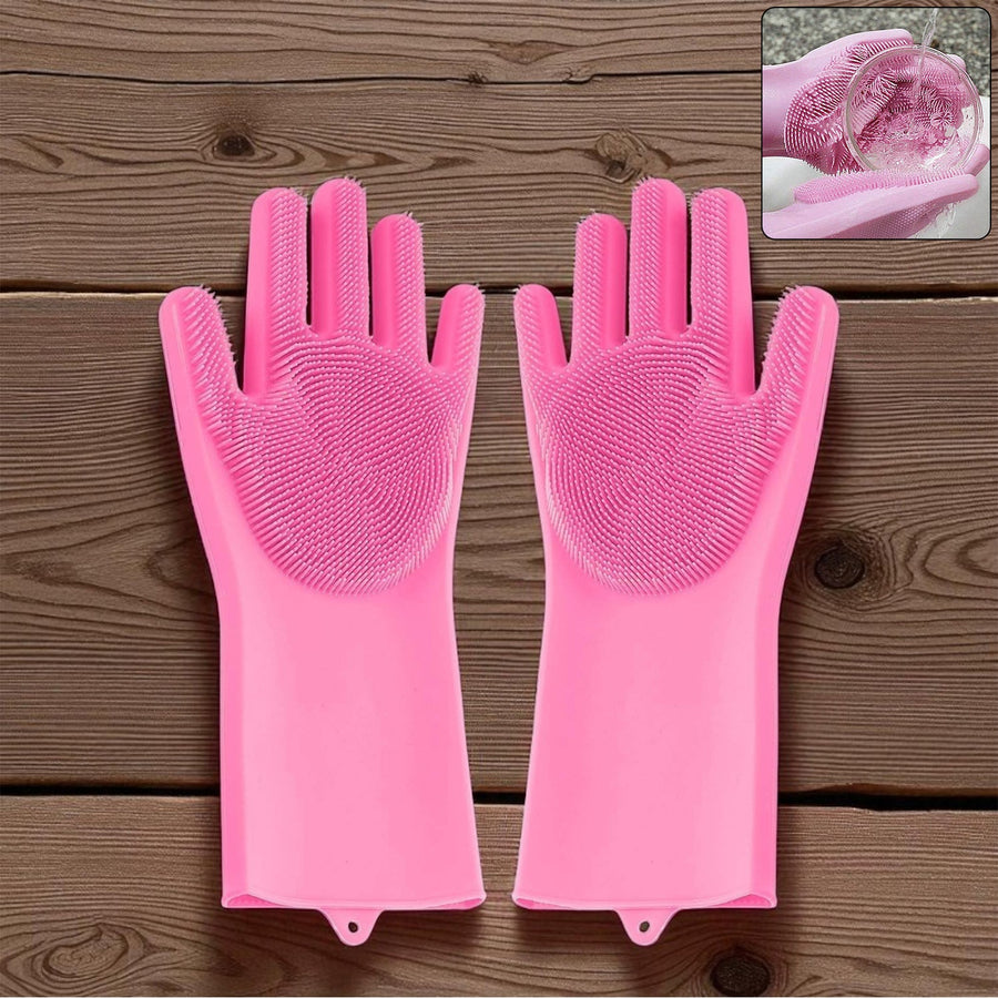Silicone Cleaning Gloves – Multicolor Reusable Scrubber | Velvet Wipe