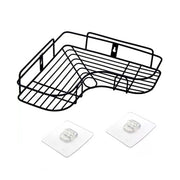 Waterproof corner shelf organiser used in a humid bathroom environment.