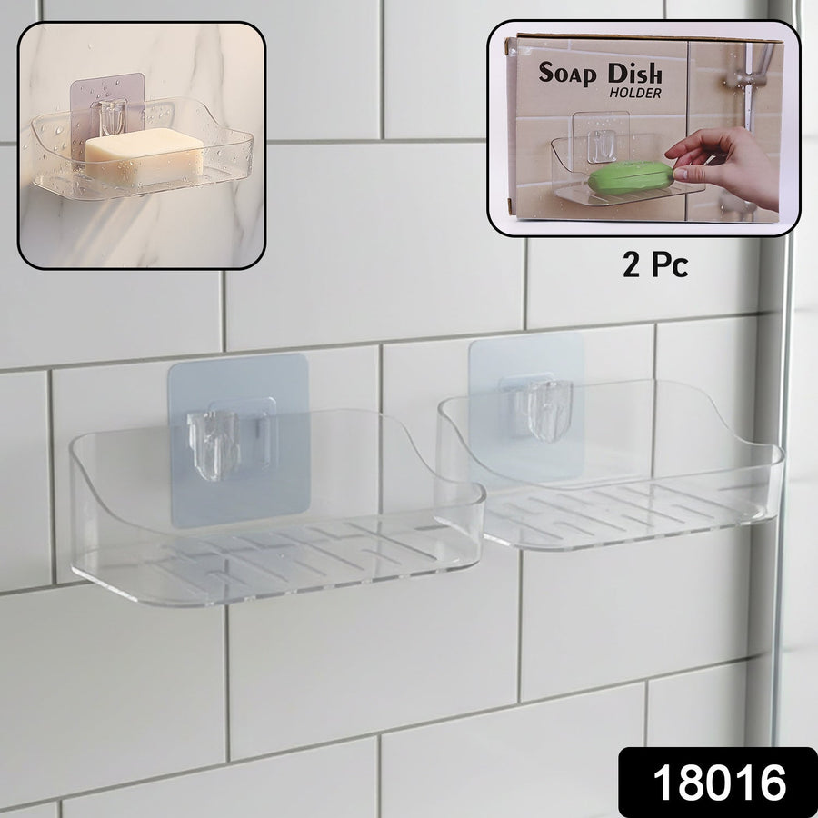 Transparent Wall-Mounted Soap Dish Set – Space-Saving & Drainage