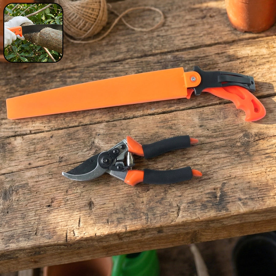 Garden Pruning Tool Combo – Heavy Duty Saw & Sharp Shears