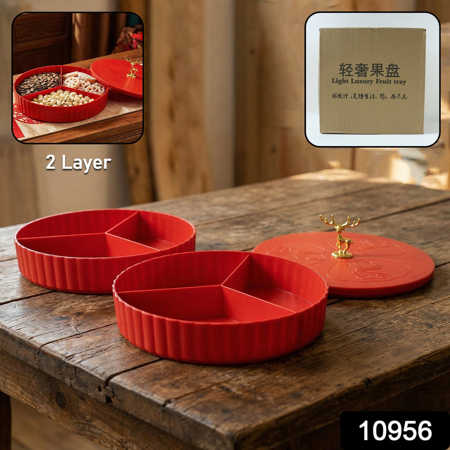 Dry Fruit Serving Tray – 2 Layer Multipurpose Snack Organizer