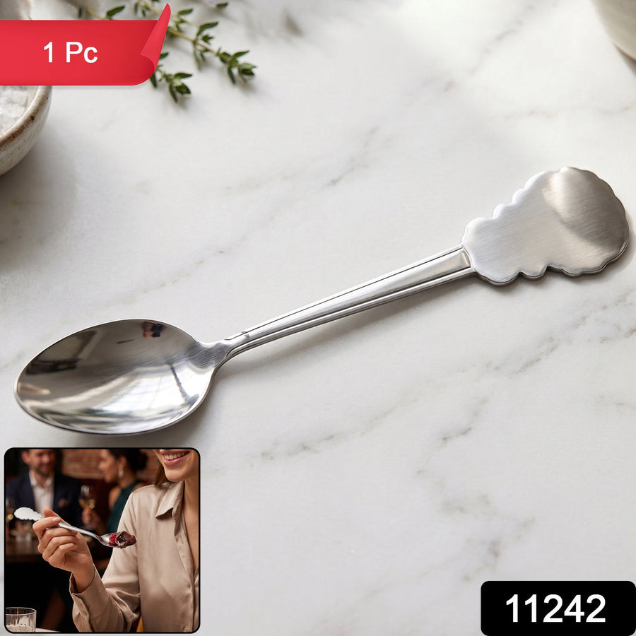 Stainless Steel Carved Handle Dinner Spoon – Elegant Design for Dining