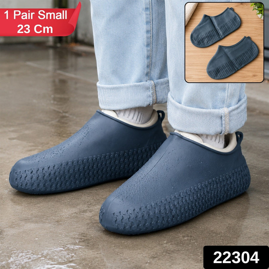 Waterproof Silicone Rain Shoe Cover 23 Cm Small Navy Blue