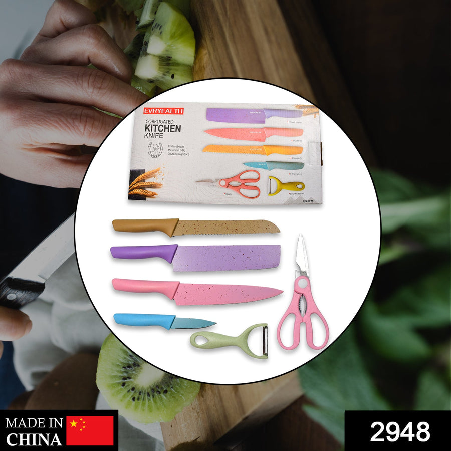 6Pc Kitchen Knife Set – Professional Corrugated Stainless Steel Cutlery