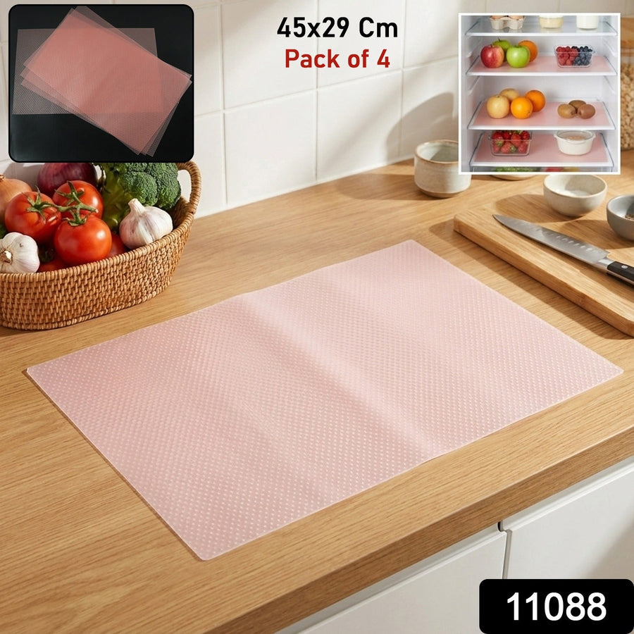 Transparent Fridge Mat – Durable Spill Protection, 4-Pc Set