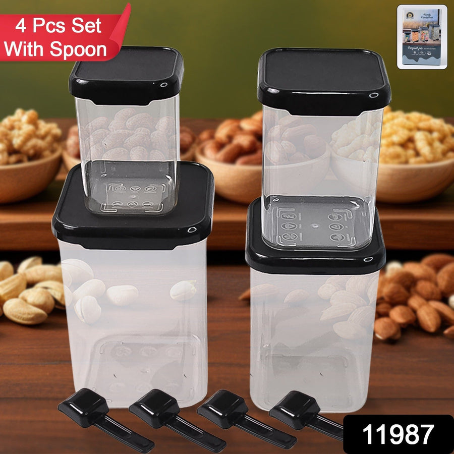 Air Tight Containers – 4 Pc Plastic Storage Set with Spoon