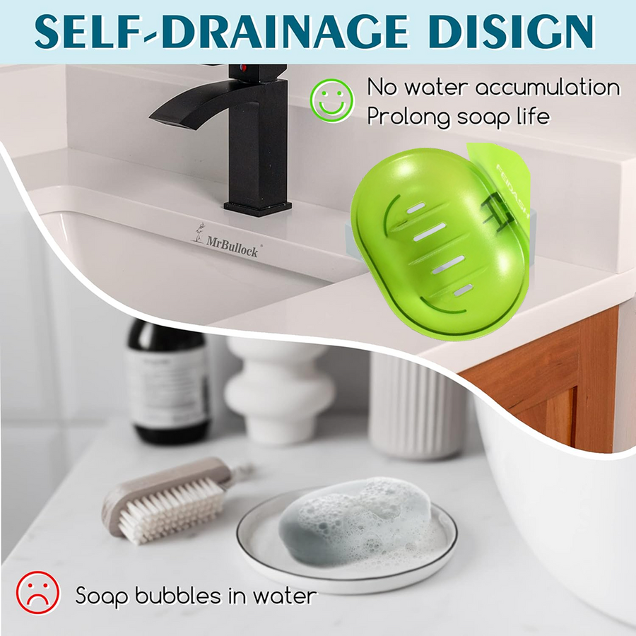 Plastic Soap Dish – Wall Mounted Self-Adhesive | VelvetBubbles