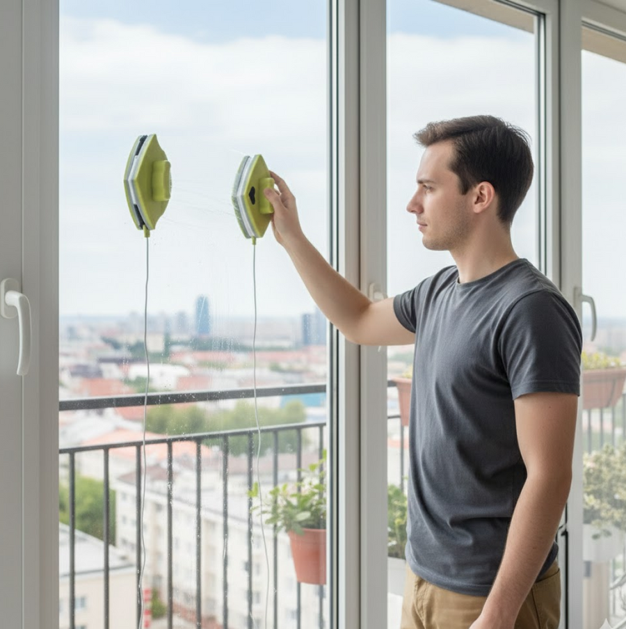 Magnetic Window Cleaner – Double-Sided Squeegee | FitFuzion