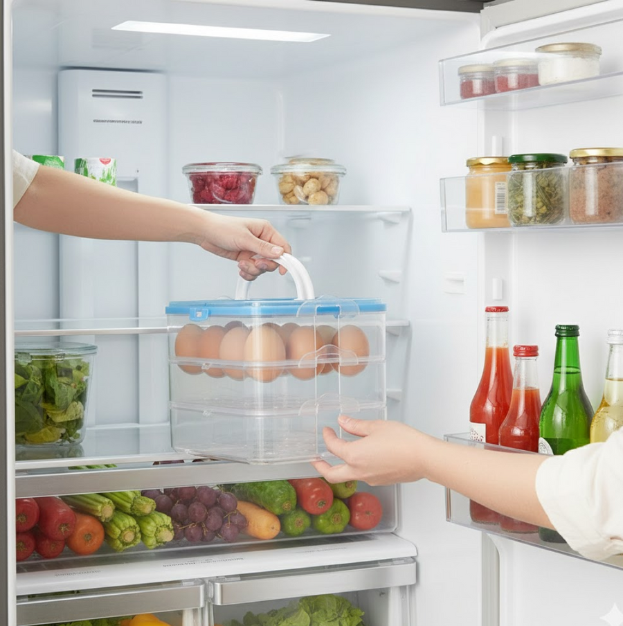 Refrigerator Egg Storage Box – 36-Grid, 3-Layer | Organivo
