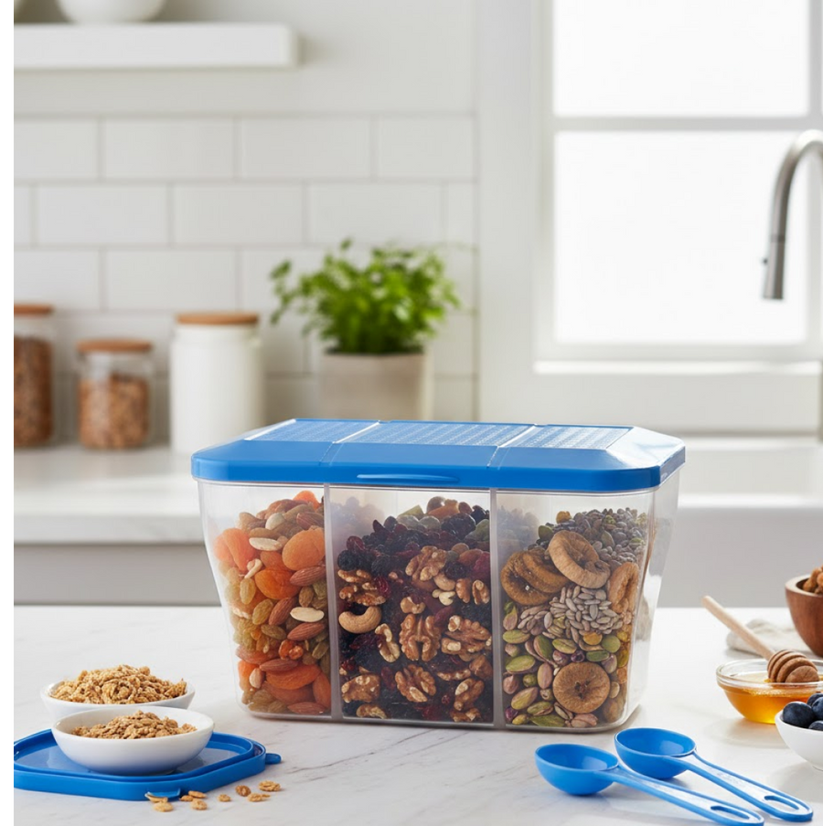 Airtight Storage Container – 750ml 3-Section Jar | Organivo