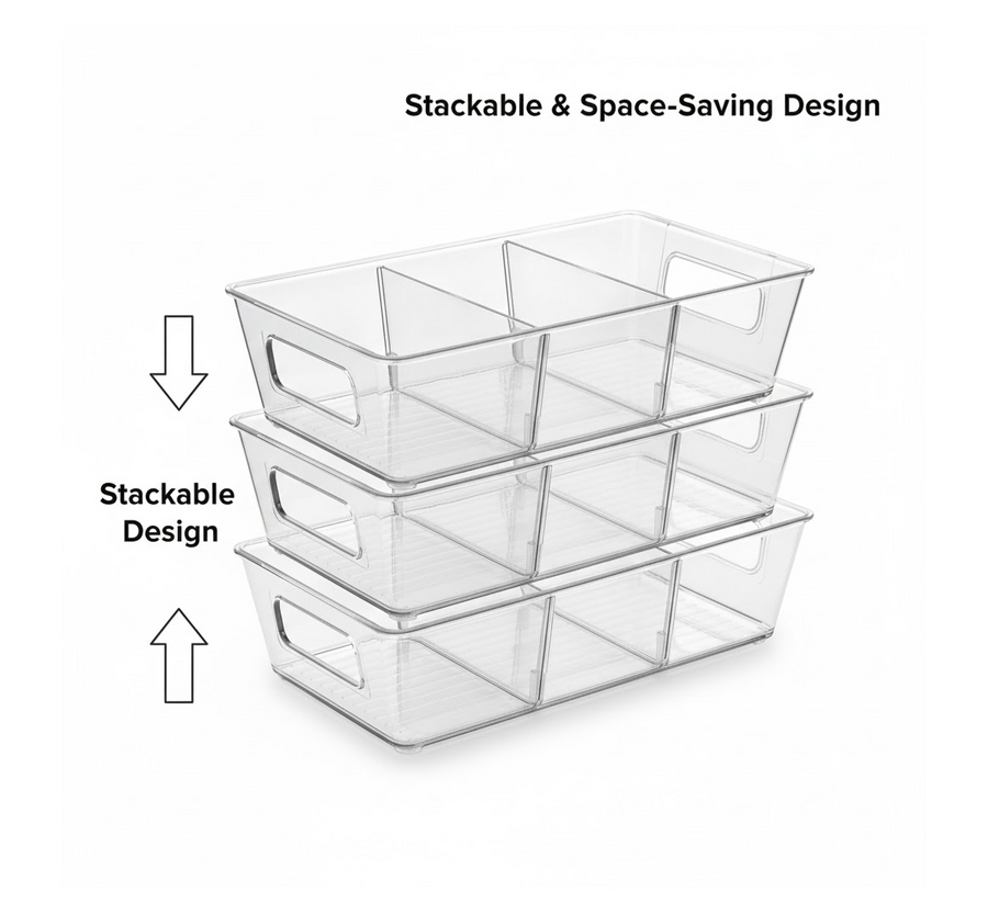 Refrigerator Organizer Bin – Clear Stackable with Handle | Organivo
