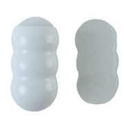 White plastic caterpillar storage holder front and back on white background