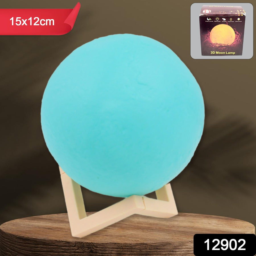 Moon Night Lamp – Blue 3D LED with Plastic Stand | Indo Glow