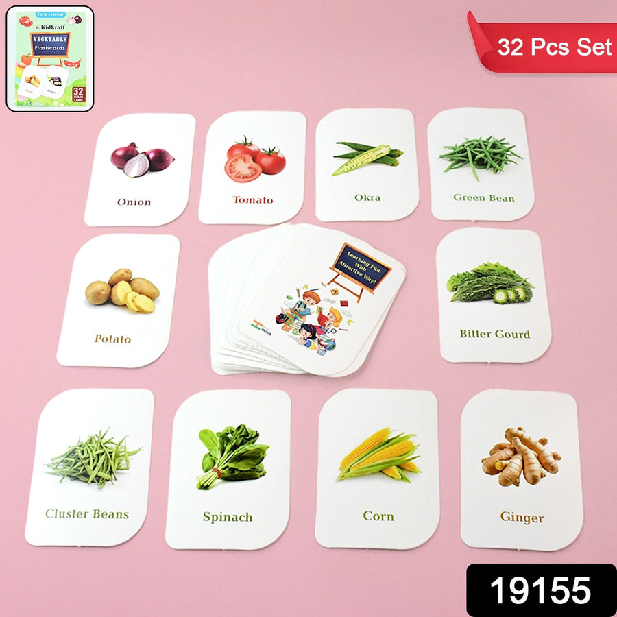 Vegetable Flash Cards – 32 Durable Educational Cards for Kids