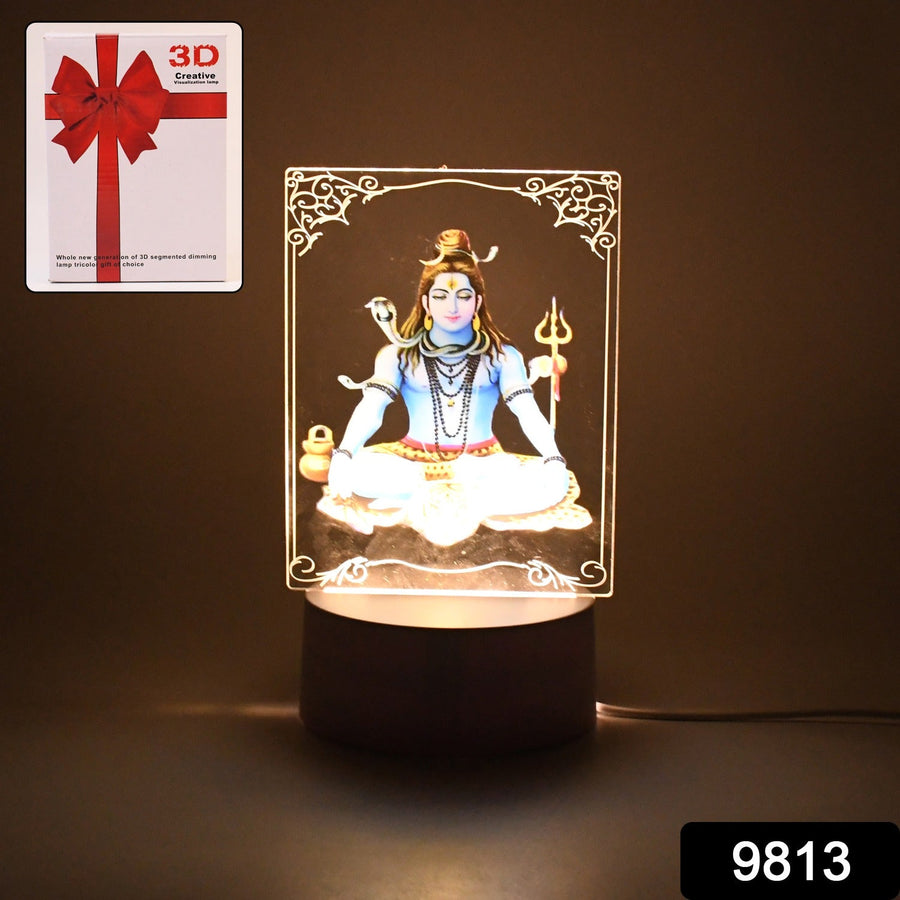 Lord Shiva 3D LED Frame – Soft Warm White Light Decor