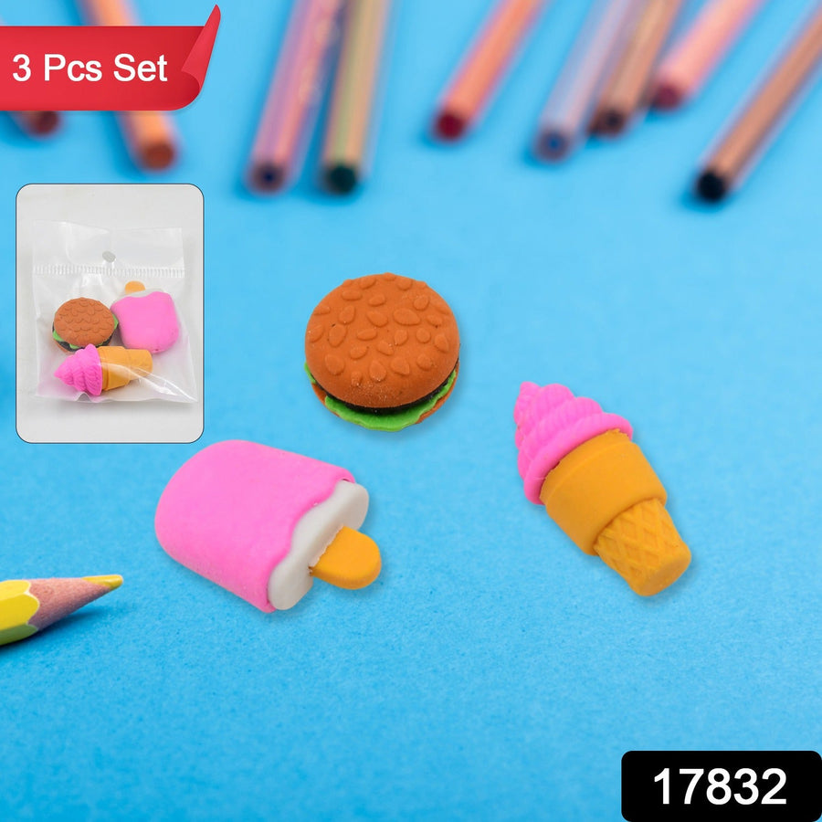 Fancy Erasers – Colourful 3 Pc Set for Kids School Supplies | Writezo