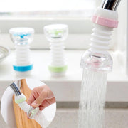 Dynamic view of the 360-degree swivel action of the faucet shower head.
