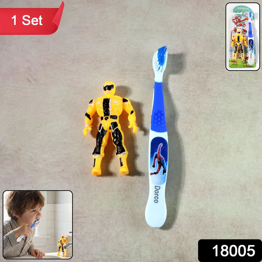 Kids Toothbrush Set – Soft Bristles with Fun Cartoon Robot Toy
