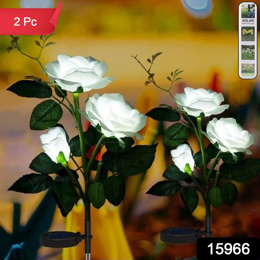 Solar Garden Decorative Flower Lights – Set of 2 LED Roses