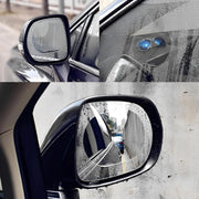 Step-by-step diagram showing the easy installation process of the car mirror anti fog film.