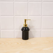 Decorative black glass soap dispenser for modern bathrooms