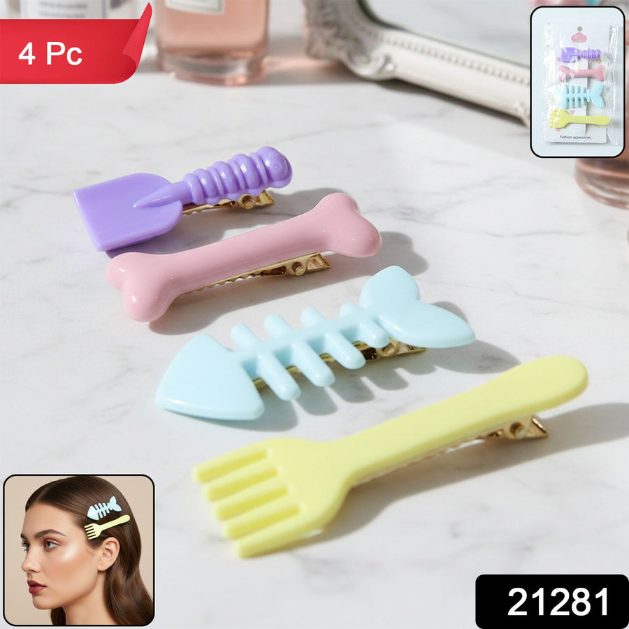 Food Shape Hair Clip Set – Cute 4-Piece Stylish Accessories