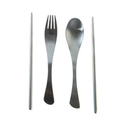 Eco friendly reusable cutlery with spoon, fork and chopsticks