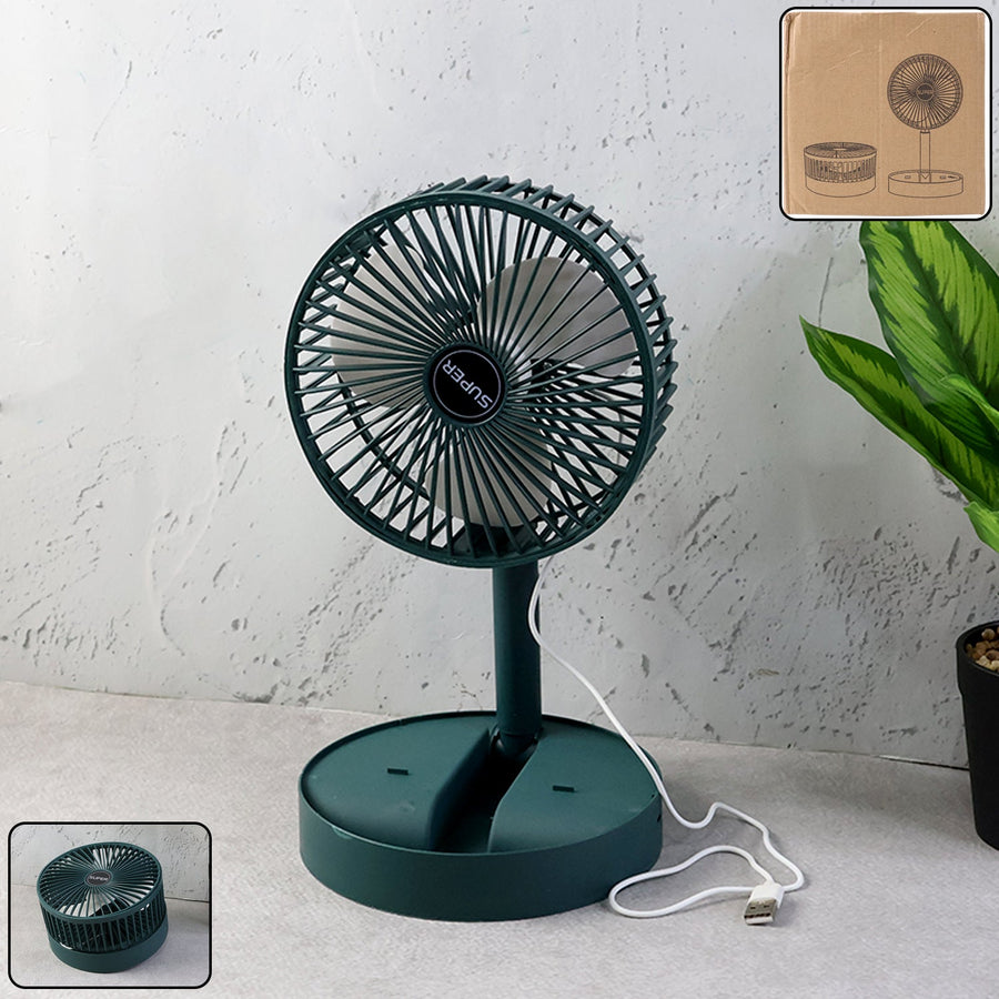 Telescopic Foldable Mini USB Desk Fan – Adjustable & Quiet Cooling