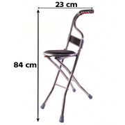 Sturdy 4 leg cane stool with backrest for outdoor and travel use