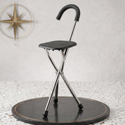 Foldable cane chair with three legs for elderly support and rest