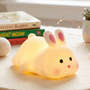 Squeezable silicone bunny LED lamp for gentle bedtime light