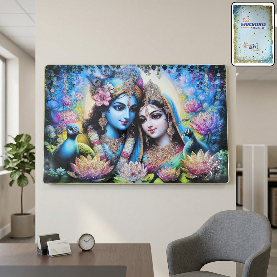 Radha Krishna Wall Frame – Vibrant Spiritual Artwork for Home