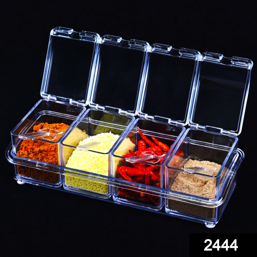 Acrylic Spice Rack – 4-Compartment Clear Seasoning Box | Lunchie Bunchie