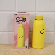 400 ML Smiley Face Glass Travel Water Bottle with Silicone Sleeve (1 Pc)