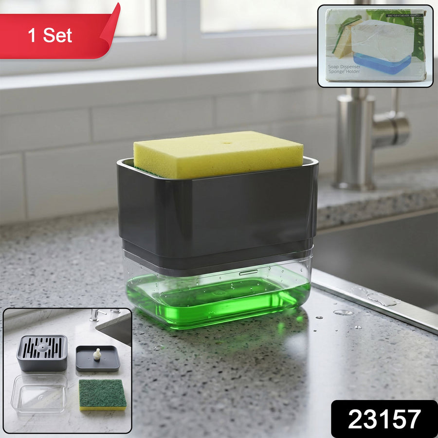 Soap Dispenser with Sponge Holder – Space-saving Kitchen Organizer