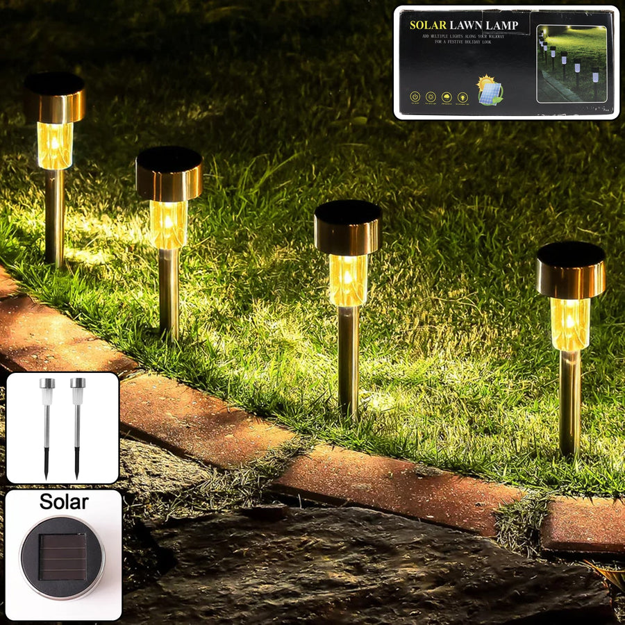 Solar Lawn Lamp Set – Eco-Friendly Stainless Steel Outdoor Lights