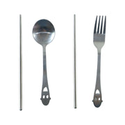 Eco friendly reusable utensils with spoon, fork and chopsticks